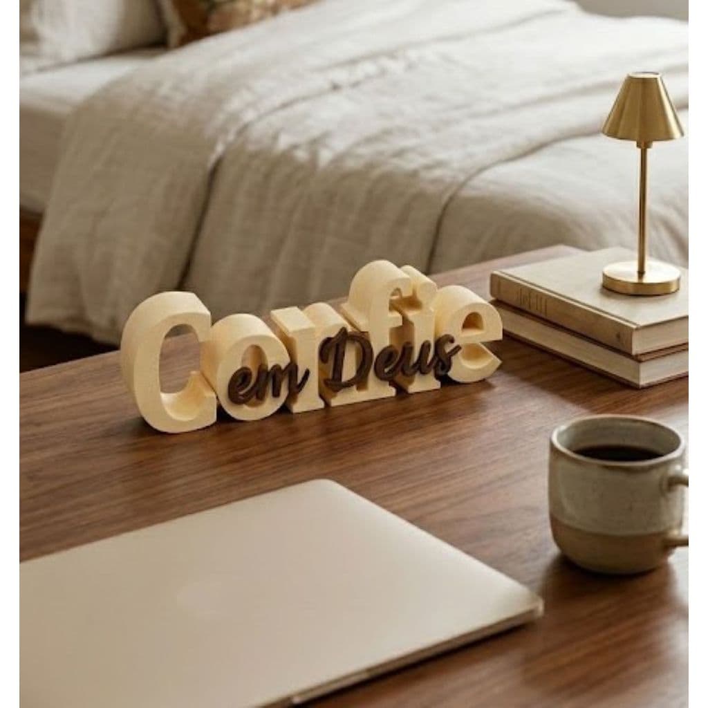 Placa Decoração Quarto Casa CONFIE EM DEUS Criativa e Moderna