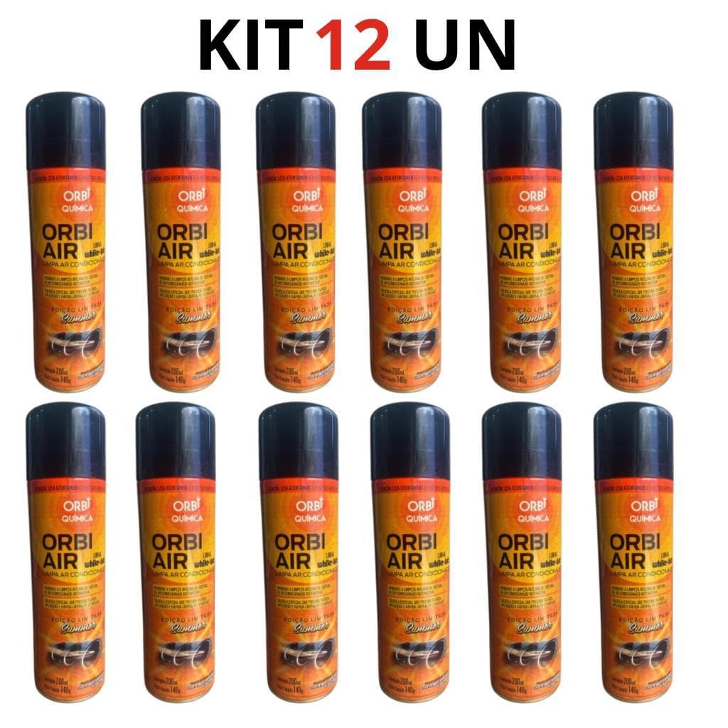 KIT 12 UN Limpa Ar Condicionado Automotivo Spray Higienização Orbi-air - Summer
