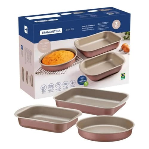 Jogo Kit Assadeira Starflon Tramontina Mocaccino 3pçs Mocacc Mocaccino