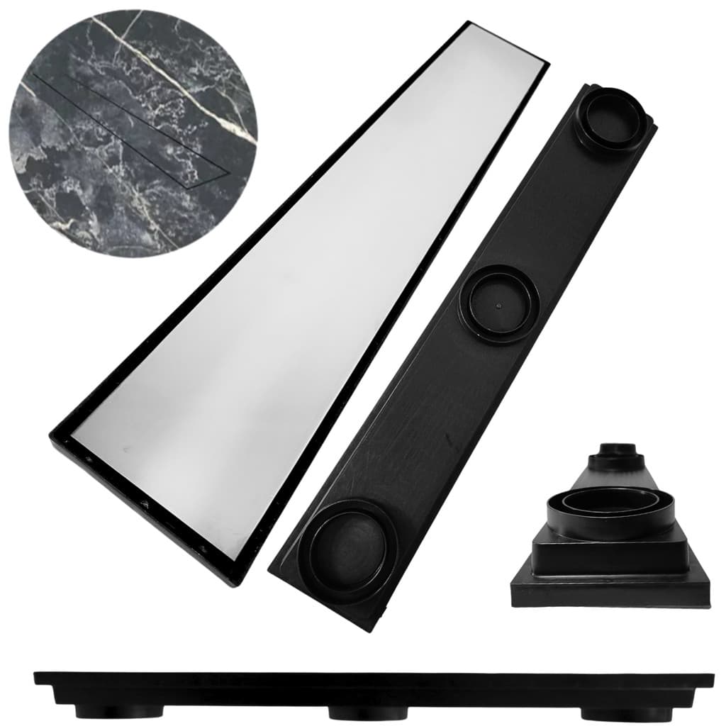 Ralo Laje Invisível 2 em 1 Inox 15x80 Cocho Raso Preto Ideal Varanda