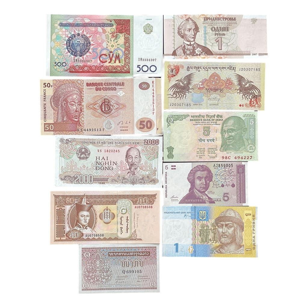 Cédulas Estrangeiras 10 Diferentes Vários Países Fe Novas