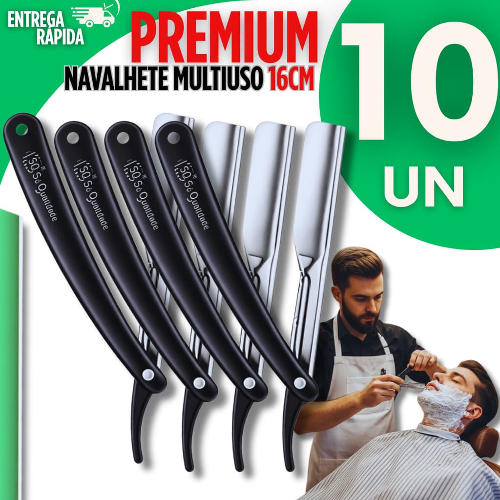 Kit 10 Navalhete Navalha Barbeador Profissional Barbearia Barba Cabelo Acabamento Barbear Navalhas
