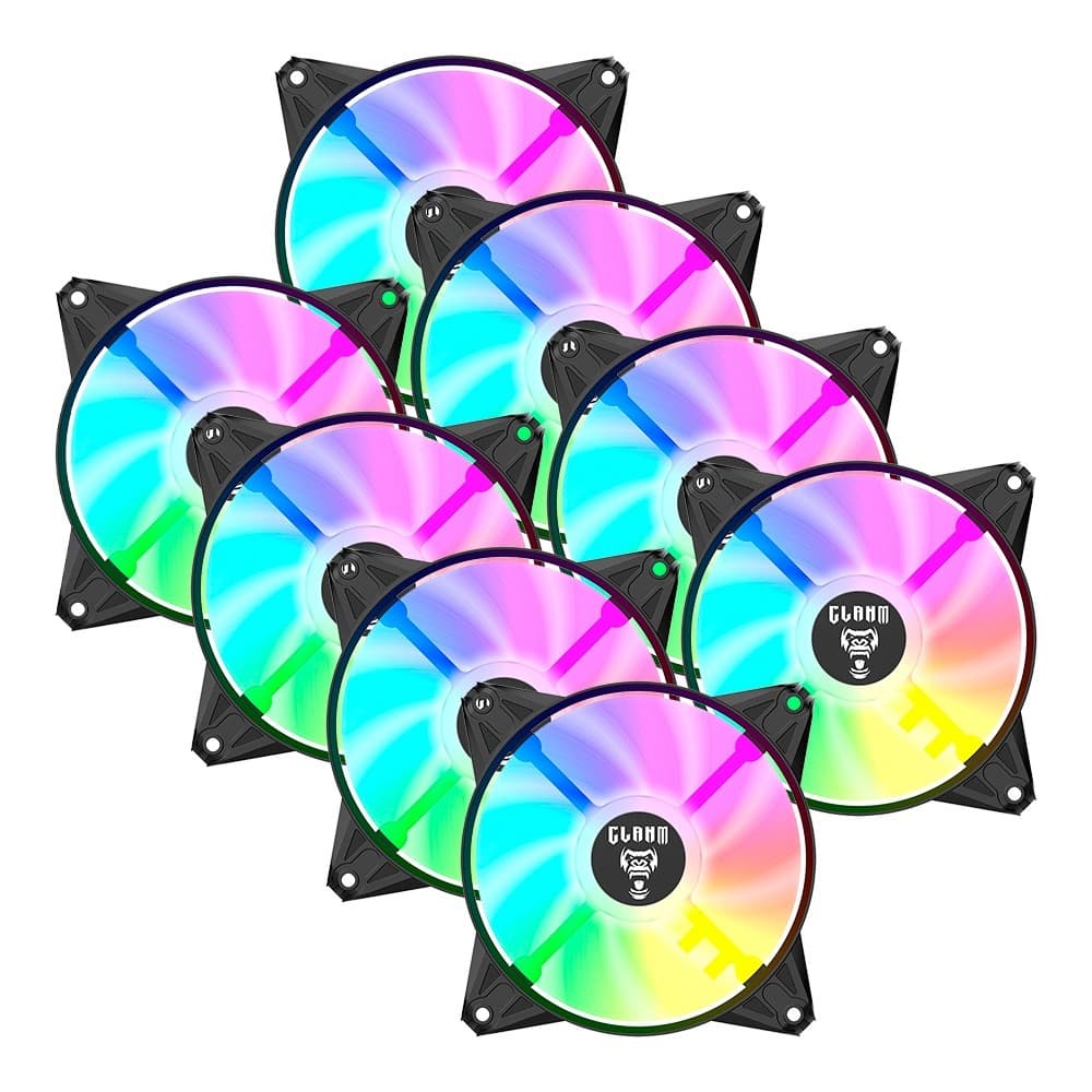 Kit 8 Cooler Fan ARGB Ventoinha para Gabinete Eurus 6pin 12V Preto PC Clanm Gamer