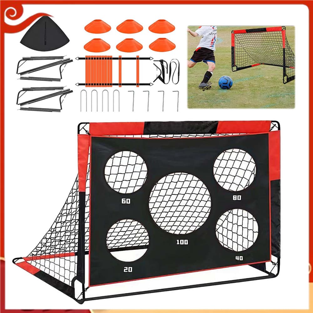 Kit de rede de treinamento de futebol infantil atualizado, objetivo de alvo 2 em 1 portátil ao ar livre