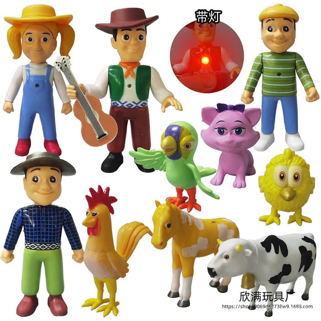 10pcs/Set Bonecos De Ação Feliz Fazenda La Granja De Zenon Do Celeiro Vermelho Kids Baby Animals PVC Brinquedos