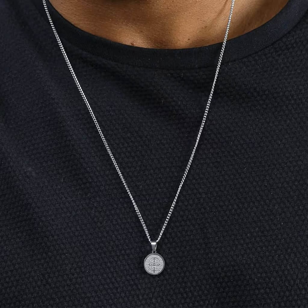 Colar Masculino Minimal São Bento Aço Inoxidável 60cm