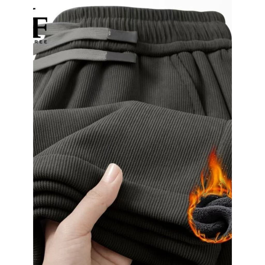 Forro de lã engrossado veludo calças casuais calças esportivas masculinas inverno solto estiramento Sweatpants cintura e