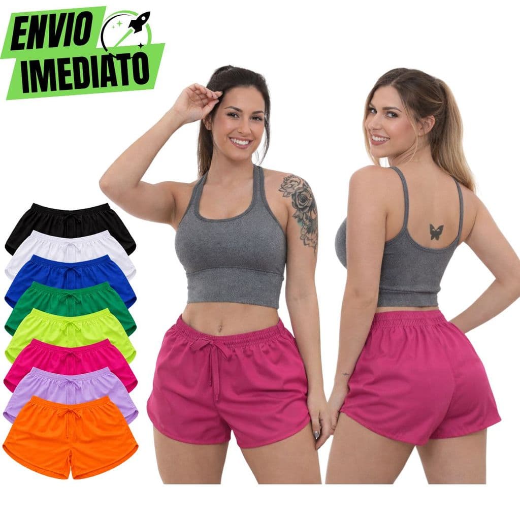 Short Tactel Academia Feminino Praia  Shorts Piscina Treino Shortinho Ver茫o Sa铆da de praia Casual