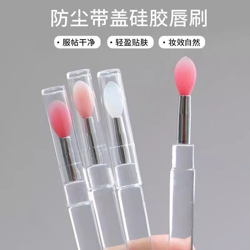 Pincel labial de Silicone com tampa, pincel para batom, esmalte labial portátil, bálsamo labial, pincel para manchas, ma