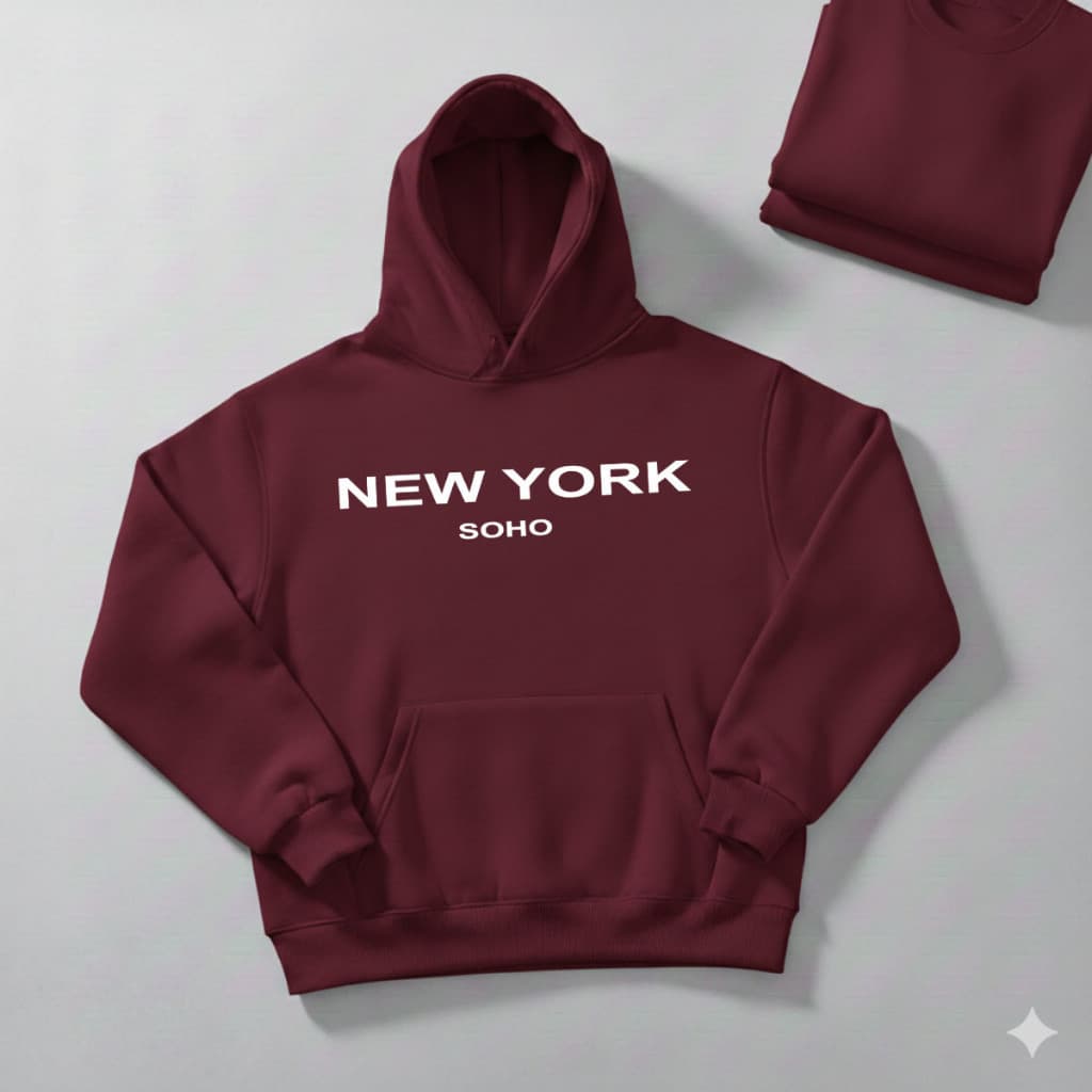 Moletom Canguru New York Soho Unissex Flanelado Blusa de Frio Casaco Envio Rápido