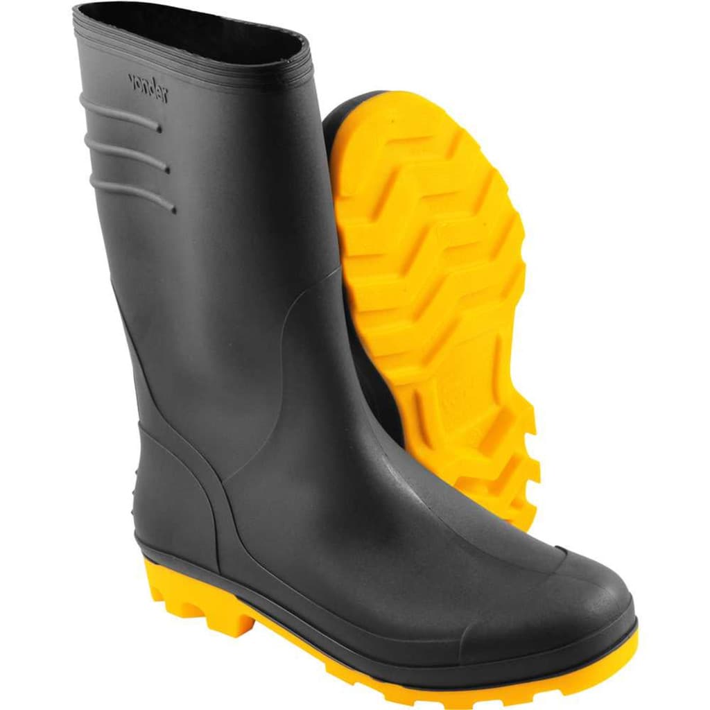 Bota PVC Galocha Preta Nº39 Vonder Impermeável Cano Médio Antiderrapante Trabalho Limpeza