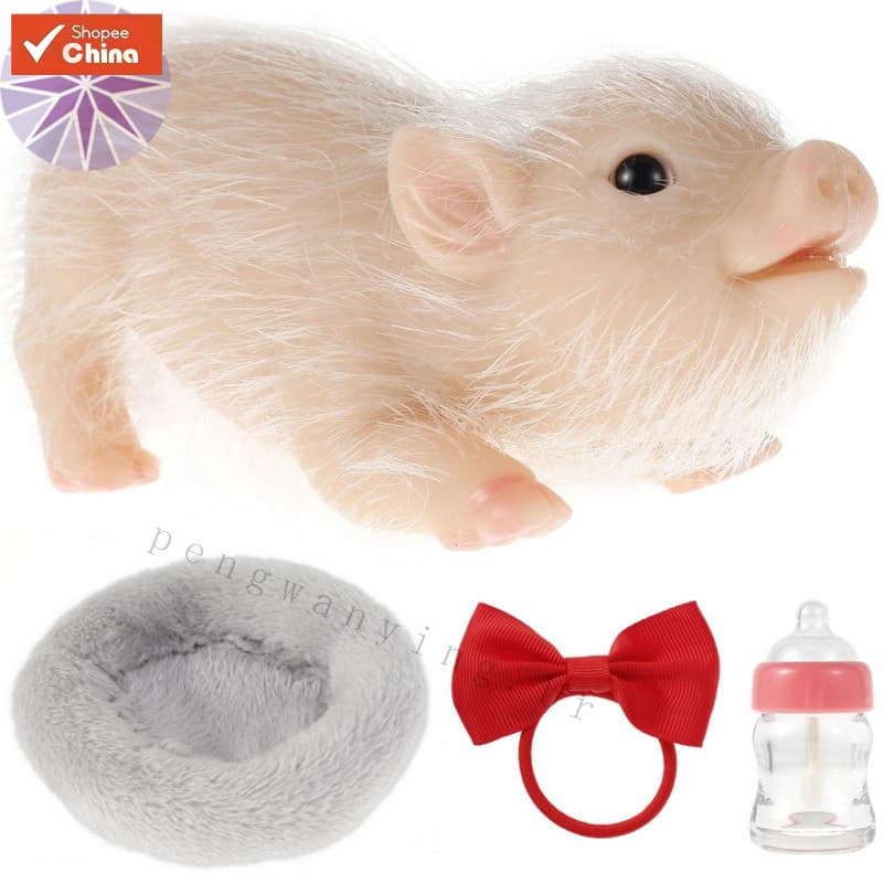 Boneco de Porco de Silicone de 6 Polegadas, Miniatura Macia e Realista, Presente Fofo para Crianças INZK