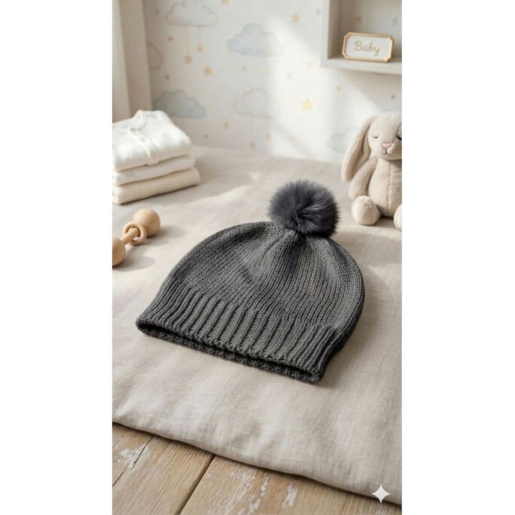 Gorro bebe tricot pompom macia alta qualidade inverno 26