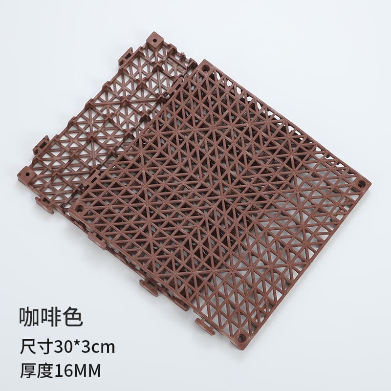 Tapete antiderrapante de PVC para pés, banheiro doméstico, grade oca, tapete quadrado, marrom, 30*30cm