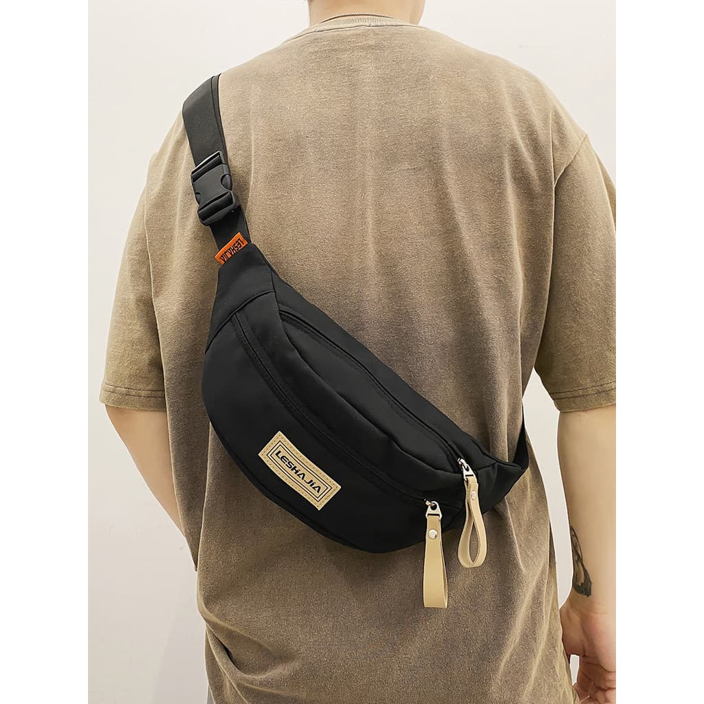 Bolsa mensageiro masculina bolsa de ombro peito masculina esportes lazer bolsa de cintura para celular leve mochila tran