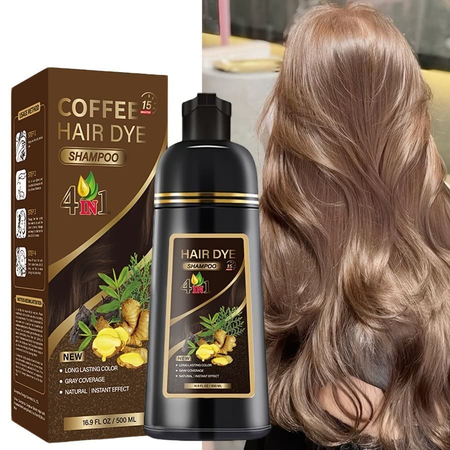 Shampoo De Coloração De Cabelo 4 Em 1 Gengibre500ml Extratos De Plantas Suaves E Não Irritantes Cobrem Cabelos Grisalhos