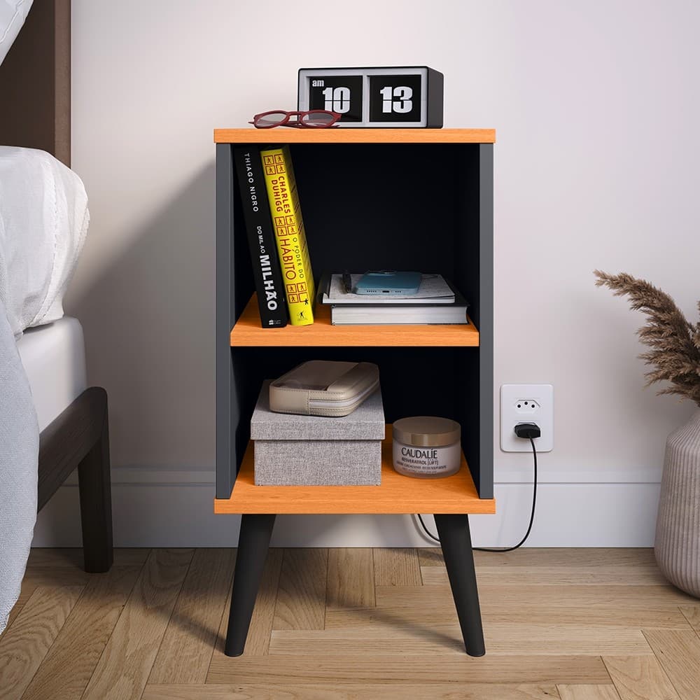 Mesa Lateral De Cama Charme Retro Com Prateleira E Porta Celular
Varias Cores
