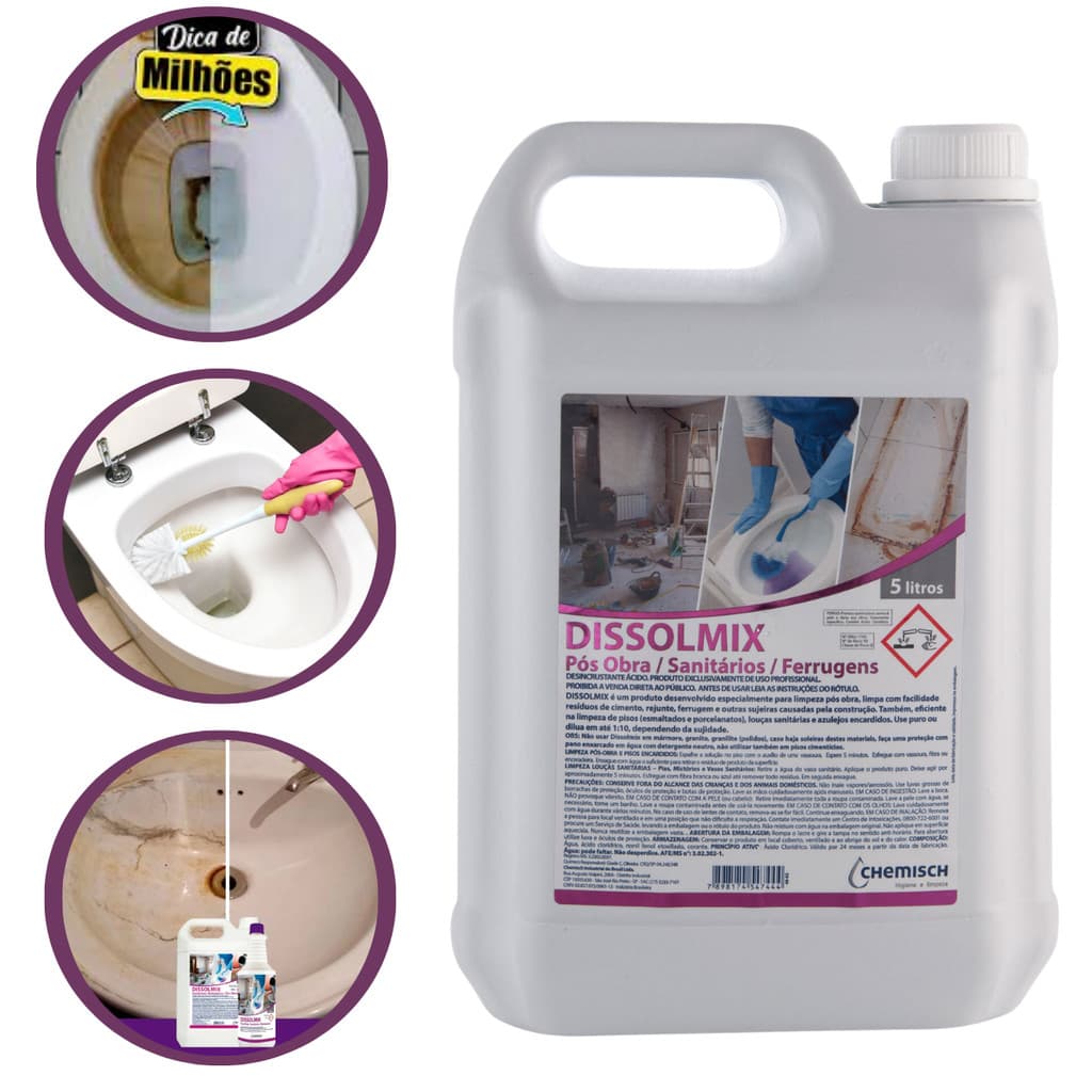 Detergente Dissolmix Renova e Limpa Vaso Sanitário E Rejuntes 5L Limpador