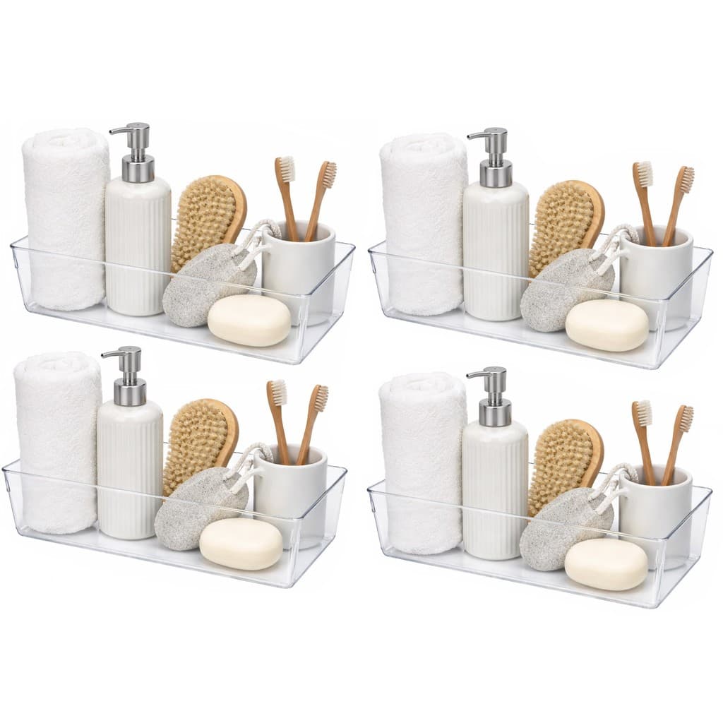 Kit 4 Bandeja Organizadora Multiuso Retangular em Acrílico 30x15cm