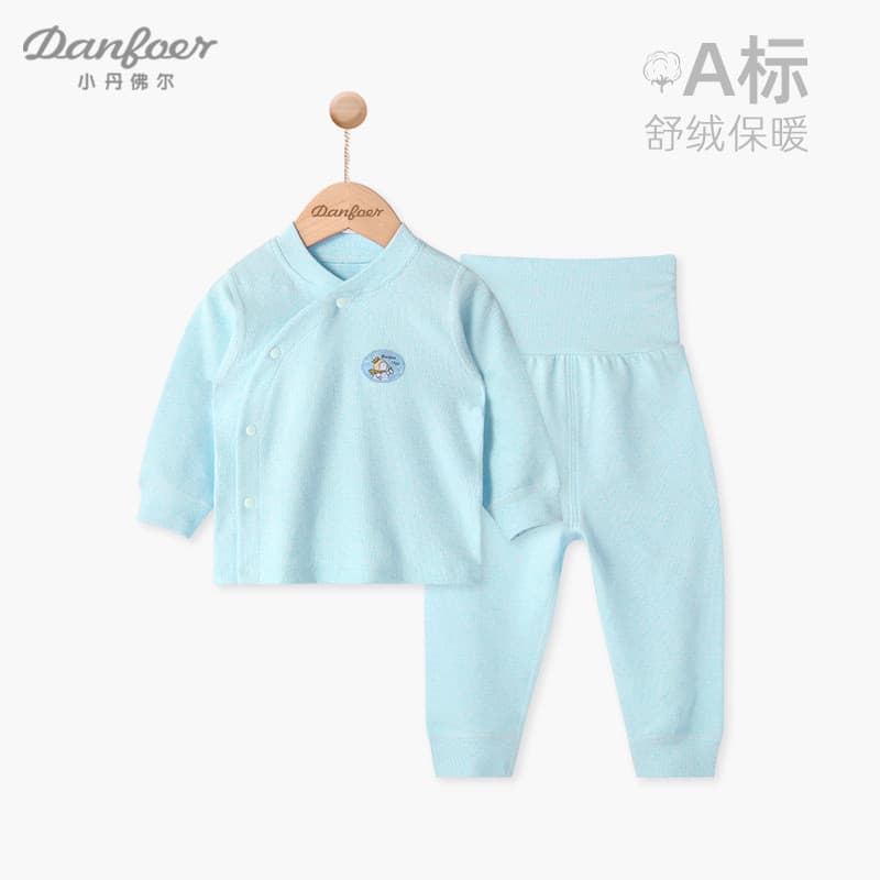 Bebê cintura alta proteção da barriga terno puro algodão roupa interior recém-nascido confortável velo pijamas térmicos