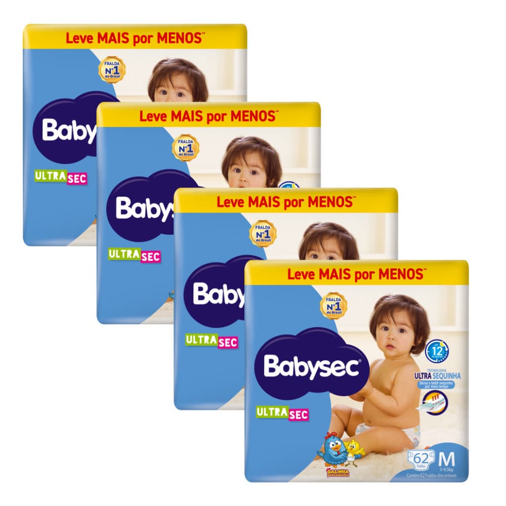 Fralda BabySec Hiper Kit 4 M 38un Ultrasec Galinha Pintadinha – Mais Conforto e Economia Leve Mais Pague Menos