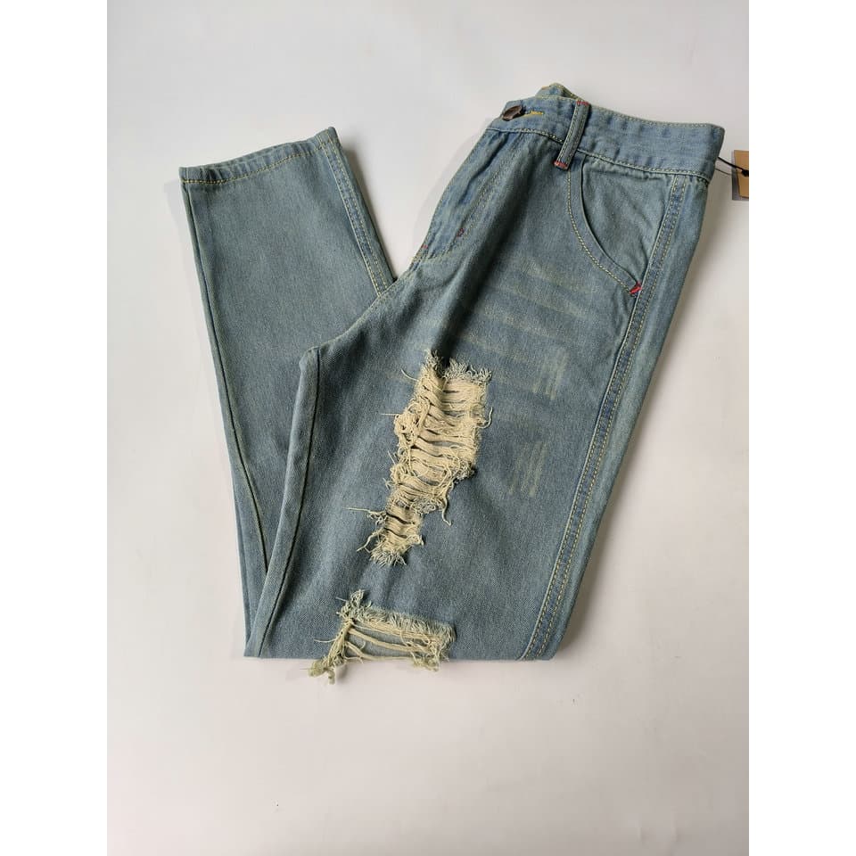 Calças de trabalho primavera verão estilo rasgado moda estilo na moda Retro estilo Hong Kong Jeans calças até o tornozel