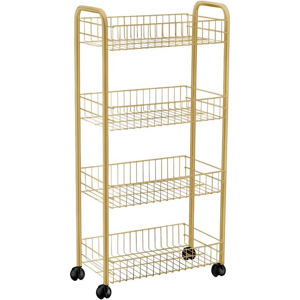Carrinho Organizador Multiuso 4 Andares Luxo - Dourado Fosco