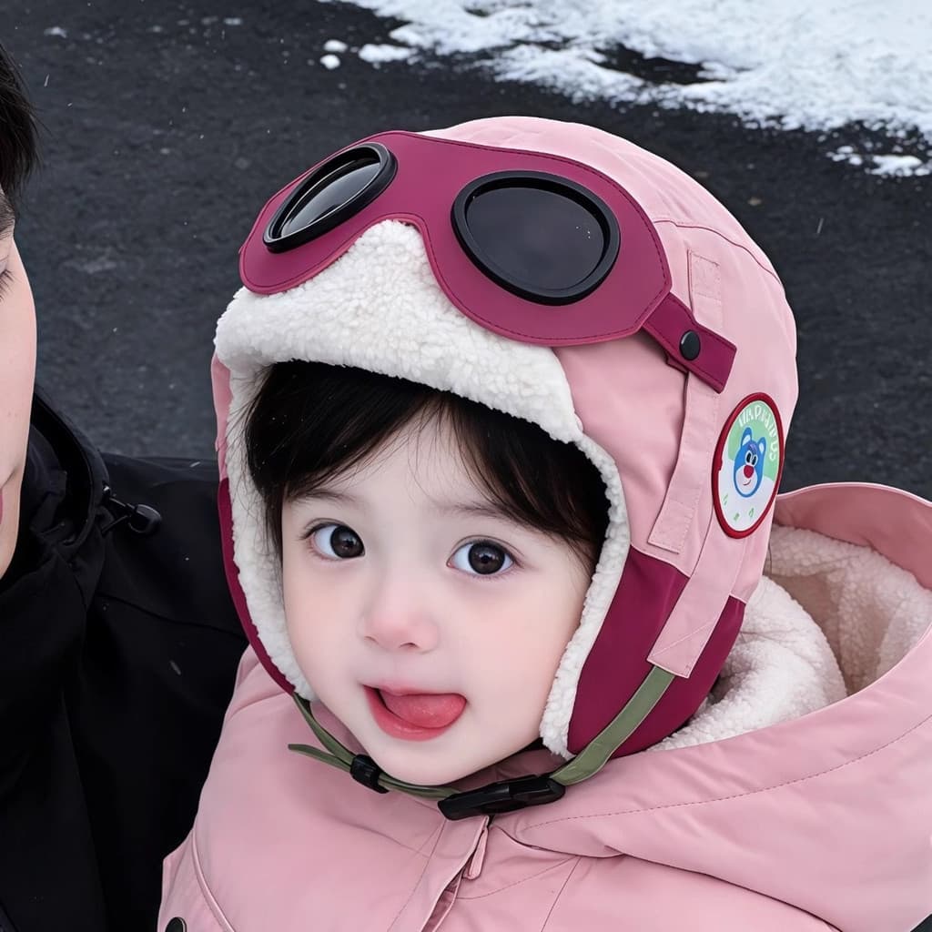 Crianças boné de vôo outono inverno chapéu meninos meninas óculos Lei Feng boné ciclismo esqui à prova de vento velo que