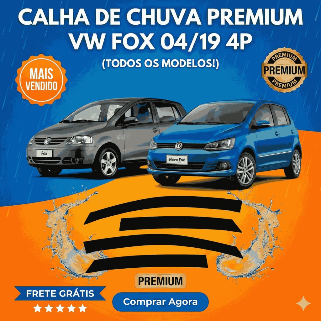 Calha De Chuva 4 Portas Fox 2004 2005 2006 2007 2008 2009 a 2019 Fume Original Ecoflex