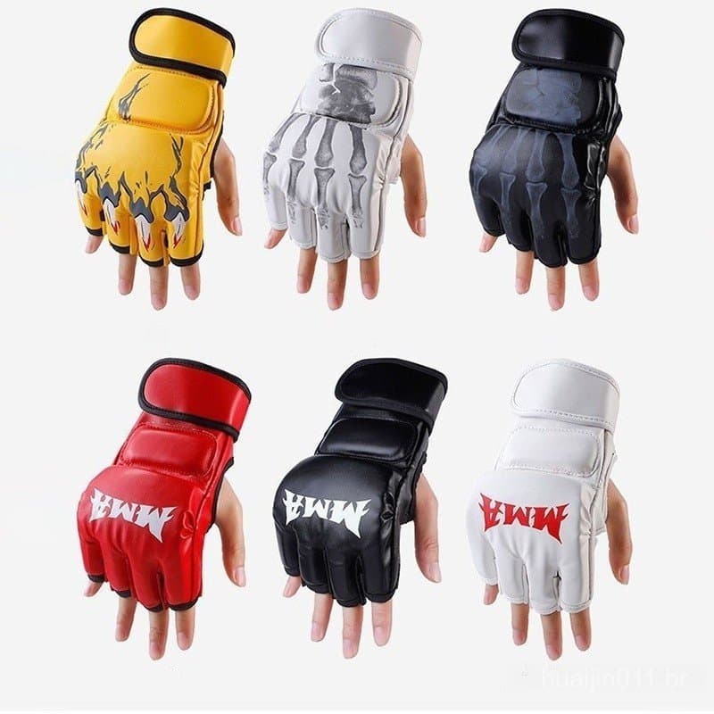 Luvas de Boxe Masculinas TOP Meia Dedo MMA Luta Livre Luvas de Treinamento Sanda Femininas Luta UFC