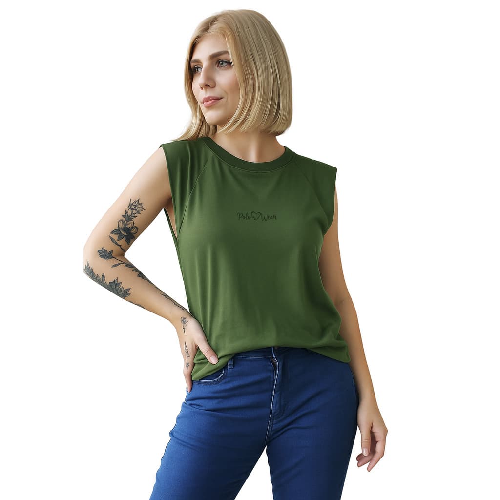 T-Shirt Feminina Sem Cava Polo Wear Verde Médio