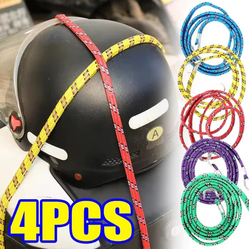 1-4pcs Cabo Elástico Para Motocicleta Alça De Bagagem Elástica De 1.4 M Com Ganchos De Metal De Travamento , Corda De Am
