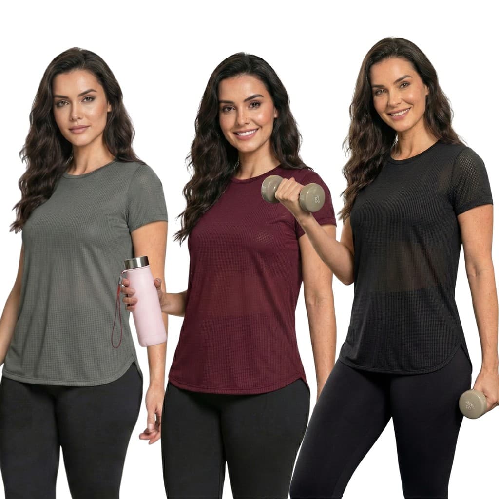 Blusa Feminina Academia Dry Fit Respirável Moda Fitness Premium Flexível Anti-odor Transparente Tapa Bumbum