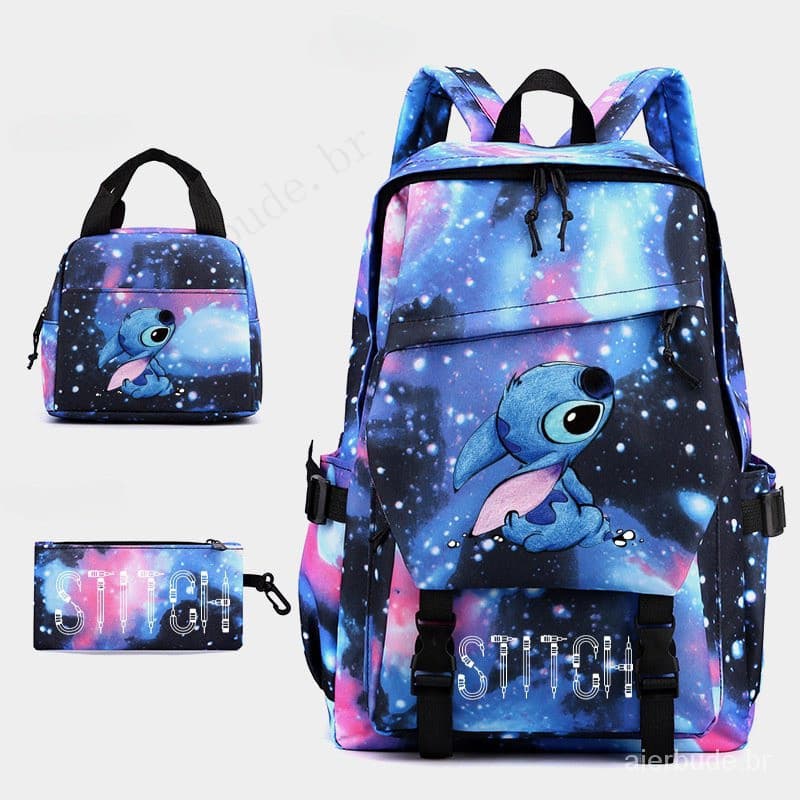 Stitch Large Capacity School Bag para meninos e meninas, saco de computador impermeável para estudantes NPWH