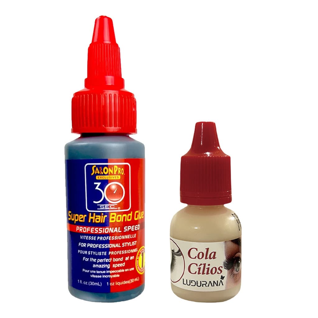 Kit Cola Cílios Ludurana 10ml + Cola Salon Pro 30 Sec 30ml | Tufos e Inteiros