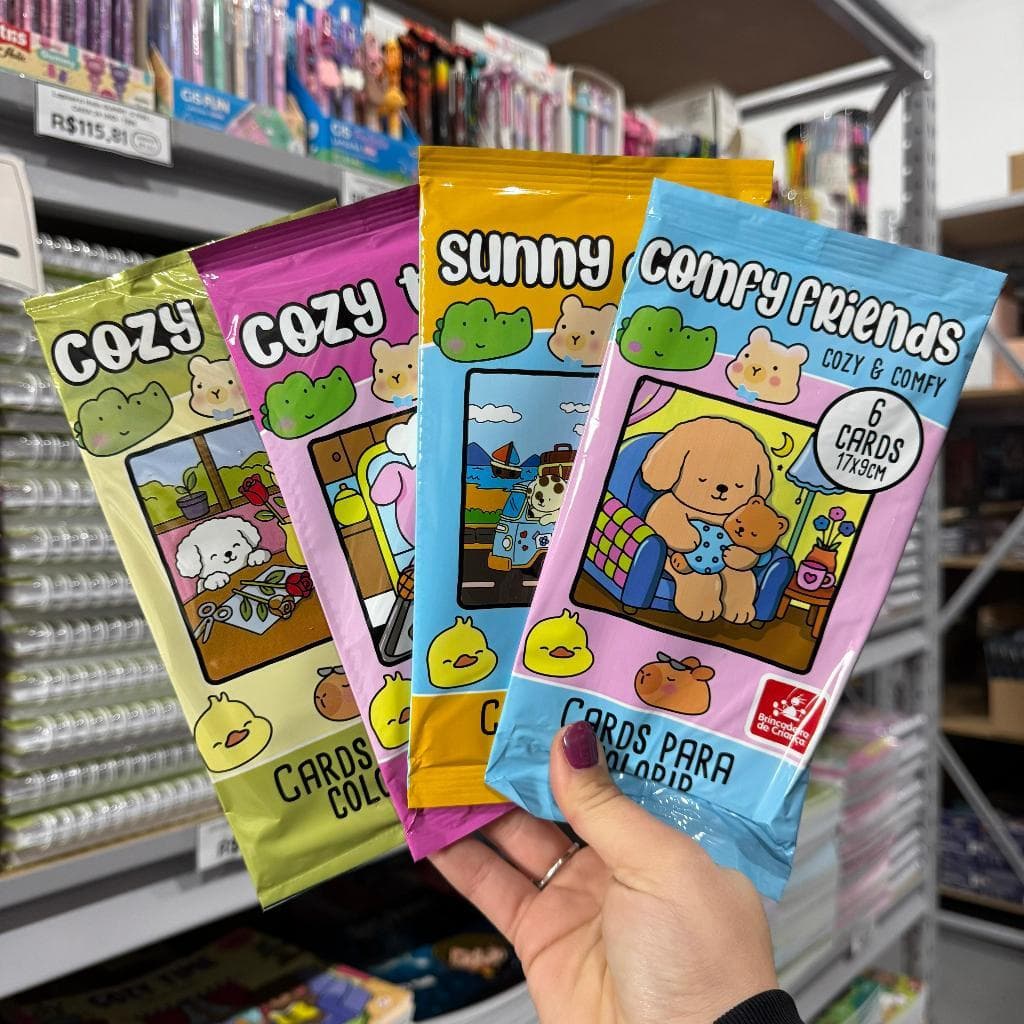 Cards Para Colorir - COZY & COMFY - (60 CARDS)KIT 10 CARDS - BRINCADEIRA DE CRIANÇA