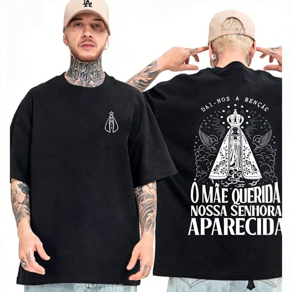 [Camiseta Premium em Algodão Puro]CC Camisa Nossa Senhora Virgem Maria Catolica Camiseta Basica e Oversized Unissex Cris