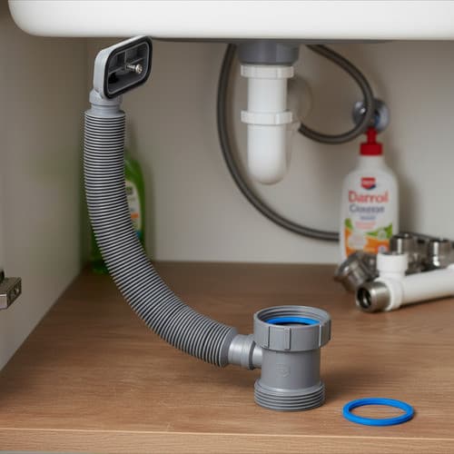 Tubo Escoamento Extravasor Para Pias Com Ladrão Integrado Cinza