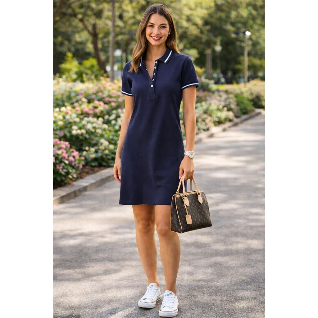Vestido Gola Polo Adulto Varias Cores