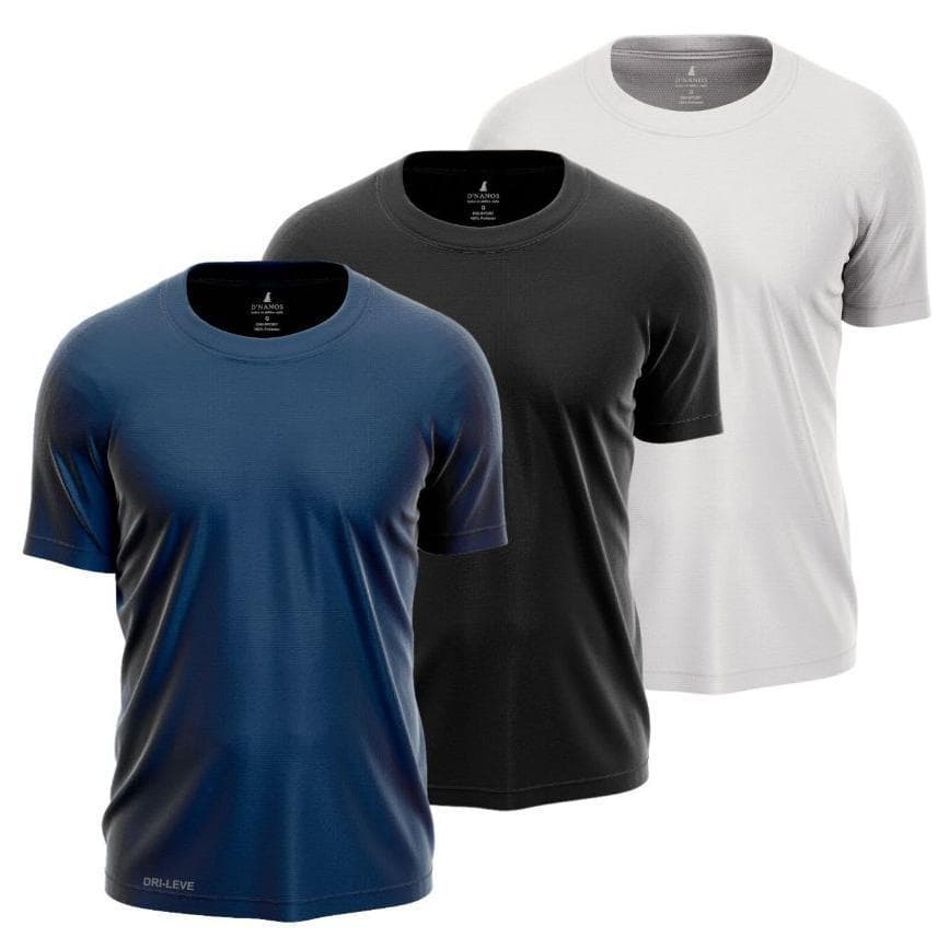 Kit 3 Camisa Camiseta Masculina Dri Leve Academia Treino Corrida Esporte Anti-Suor P M G GG XG Envio Imediato
