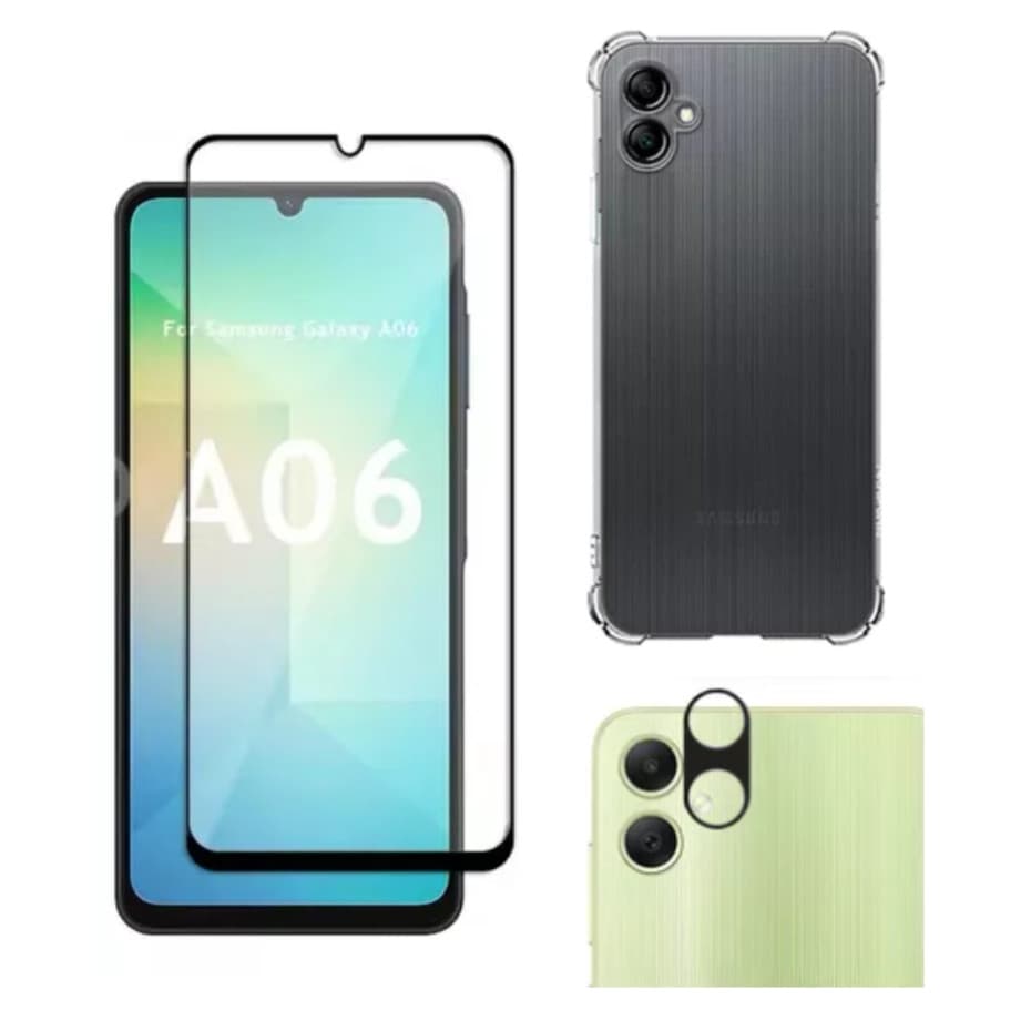 Kit Para Samsung A06 - Película 3d + Capa Tpu + Câmera 3d