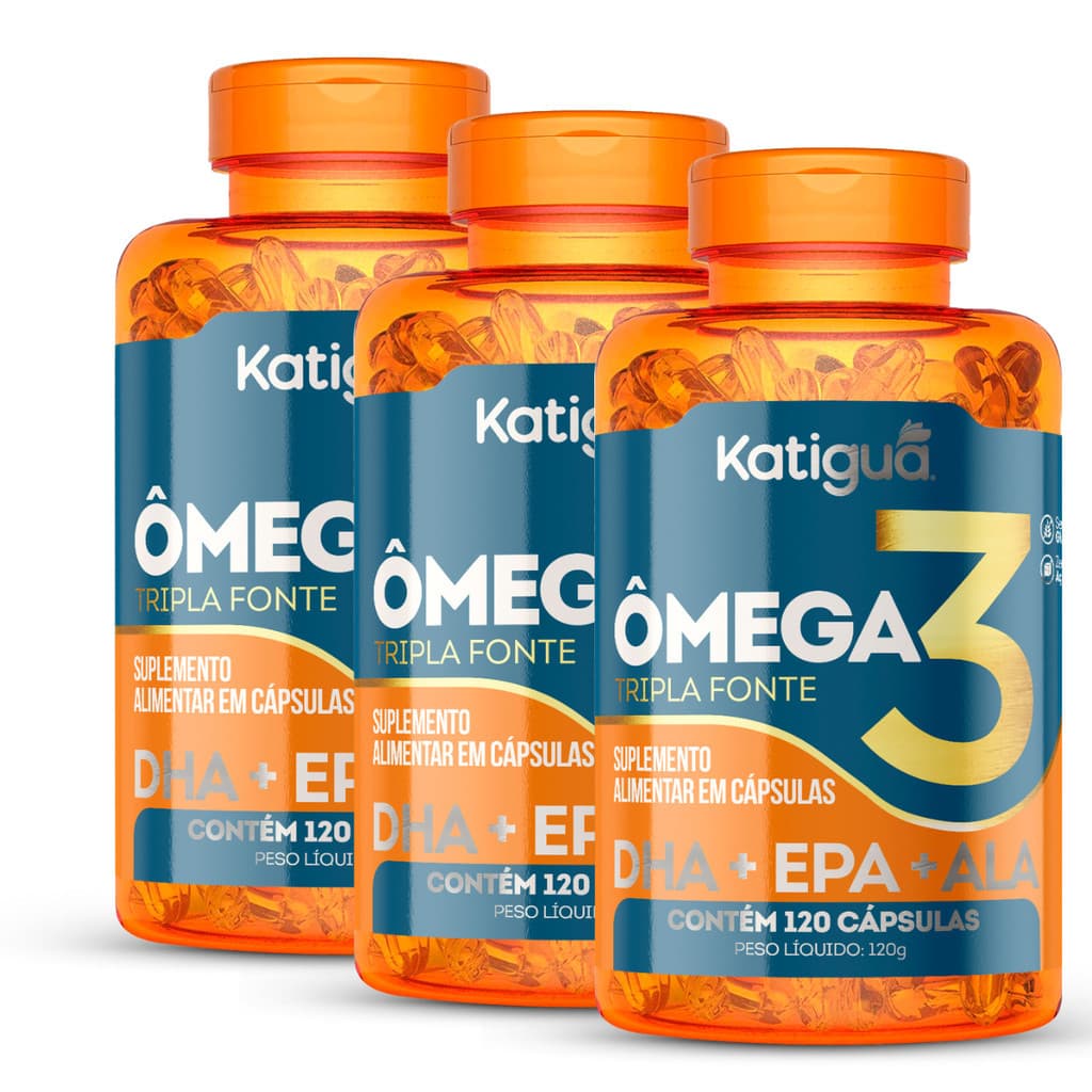 ÔMEGA 3 Tripla Fonte 1250mg 120cápsulas  2 -1 ou 3 Pote Katiguá natural