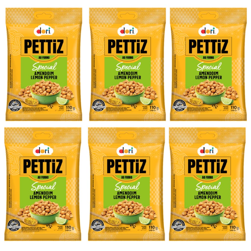 Kit C/ 6un Amendoim Pettiz Lemon Pepper 110g - Dori