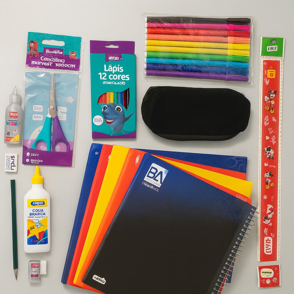 KIT VOLTA AS AULAS COM 23 ITENS MATERIAL ESCOLAR LISTA ESCOLAR