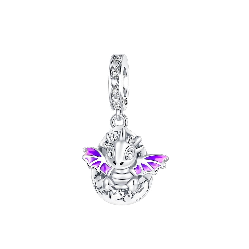 Encantadores Berloque 925 Prata Ovo Dragão Asa Encantador Pingents Caber 4MM Diâmetro Do Furo DIY Pulseira Ms Jóia