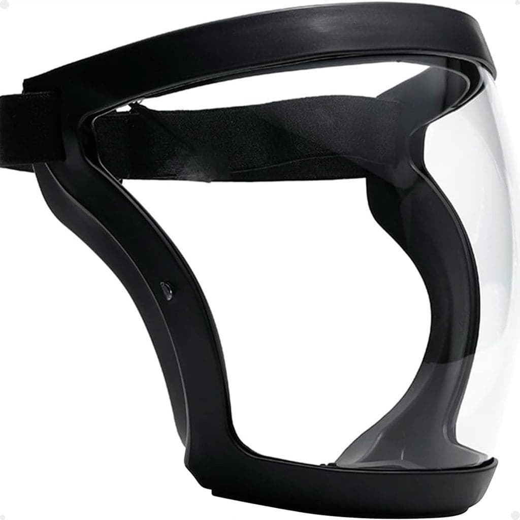 Face Shield Máscara Protetora Facial Transparente Antiembaçante Faixa Ajustável Com Borda De Silicone Proteção Total