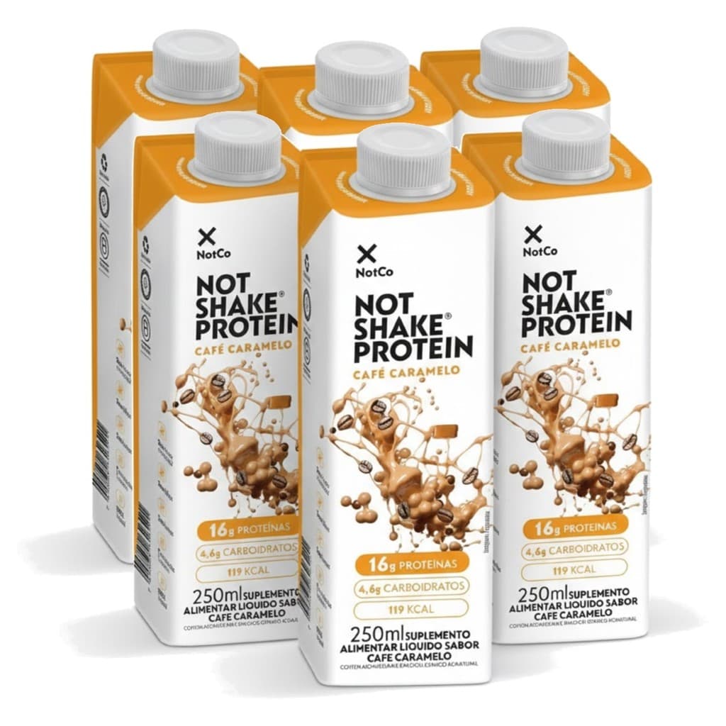 Kit 6 Suplemento NOT SHAKE Protein Café Caramelo 250ml