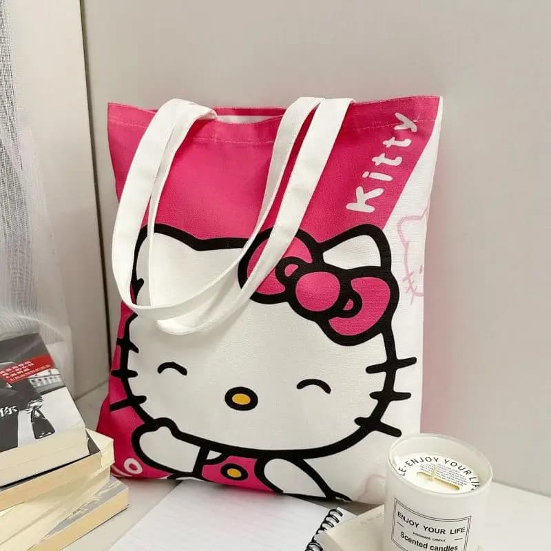 Bolsa De Lona Sanrio De Grande Capacidade , Estilo Japonês , Hello Kitty , Casual , Para Viagens Diárias , Ombro Moderna