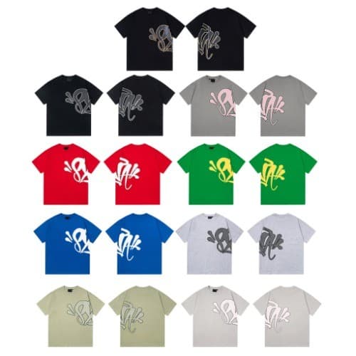 SynaWorld American Street Wear manga curta clássica carta logotipo estampado camiseta Casual solta