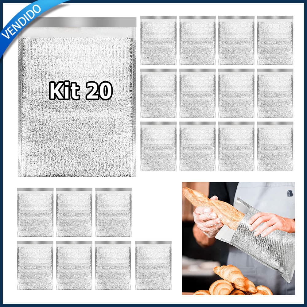 Kit 20 Sacos térmicos reutilizáveis forros para caixas térmicas sacos térmicos impermeáveis com fecho automático 20x27cm